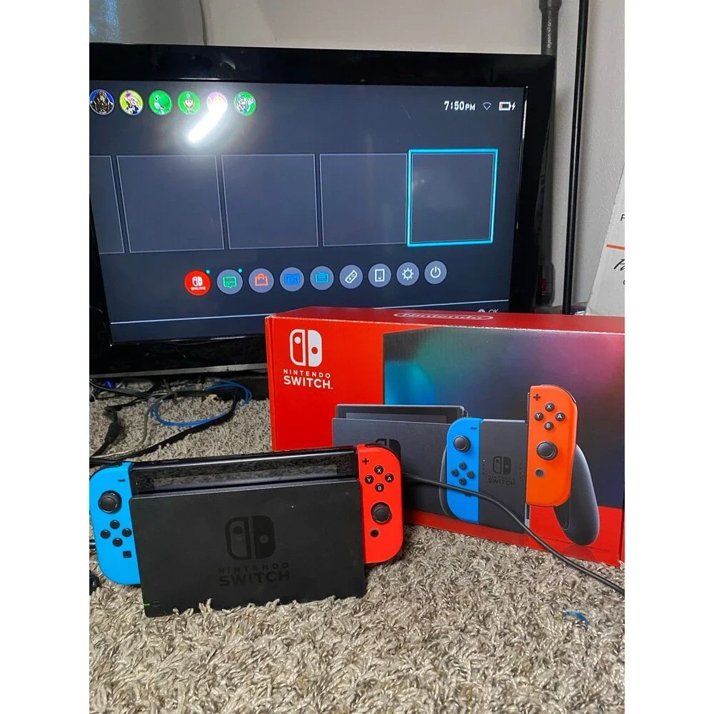 Nintendo Switch 1 neon Red Blue 32GB Handheld Console + Dock Complete In Box